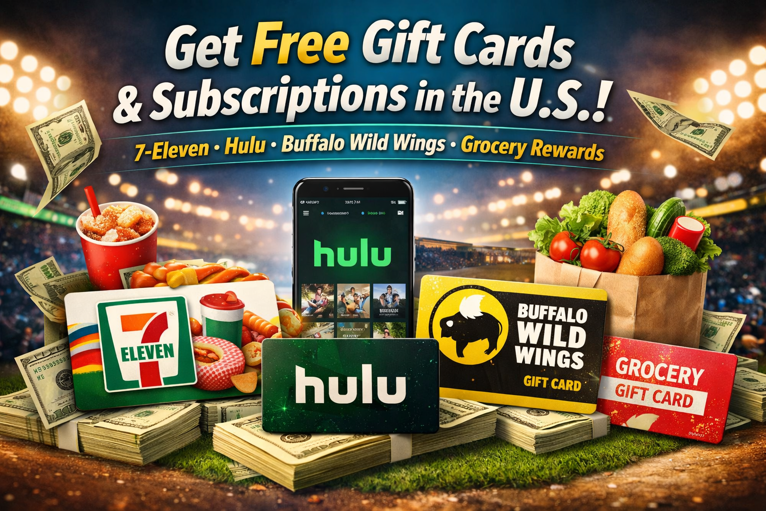 Get Free Gift Cards & Subscriptions in the U.S. (7-Eleven, Hulu, Buffalo Wild Wings & Grocery Rewards)